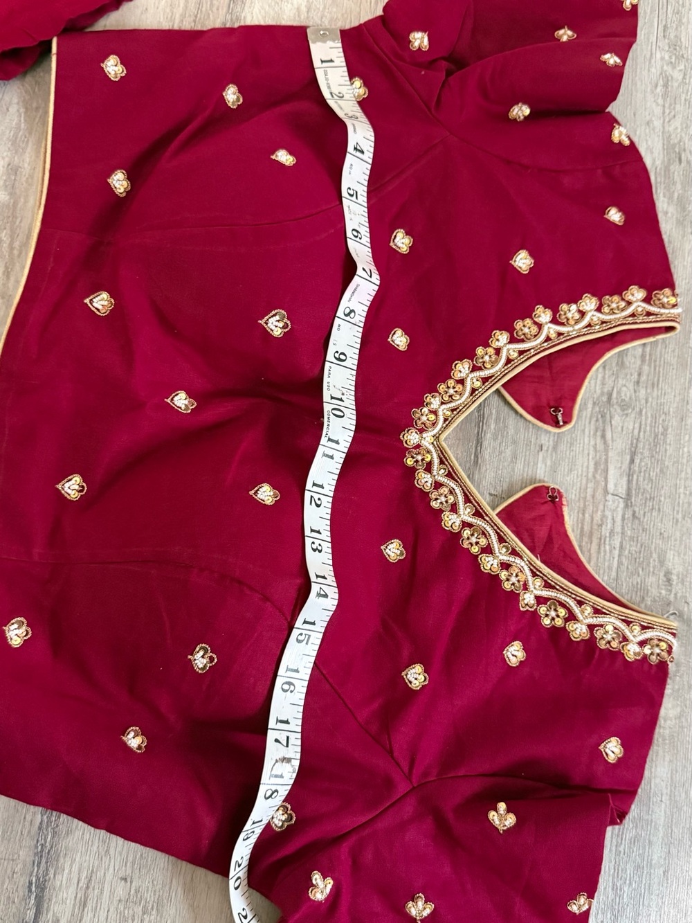 Women’s Embroidered Maroon Shorts with Gold Accents